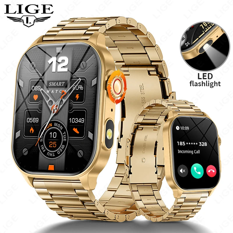 montre intelligente lige hommes LED bluetooth étanche 2.01