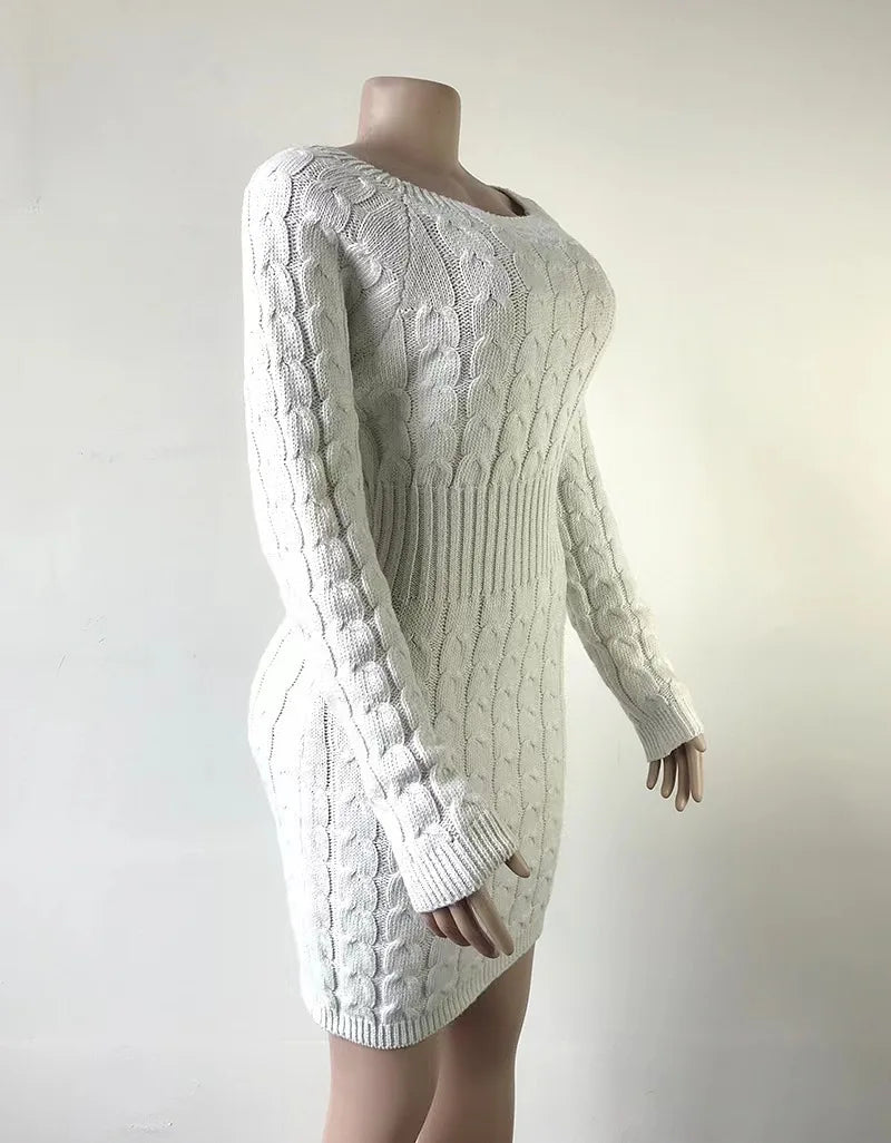 Robe Pull Courte Femme Épaule Dénudée – Coupe Ample Manches Ballon Style Décontracté