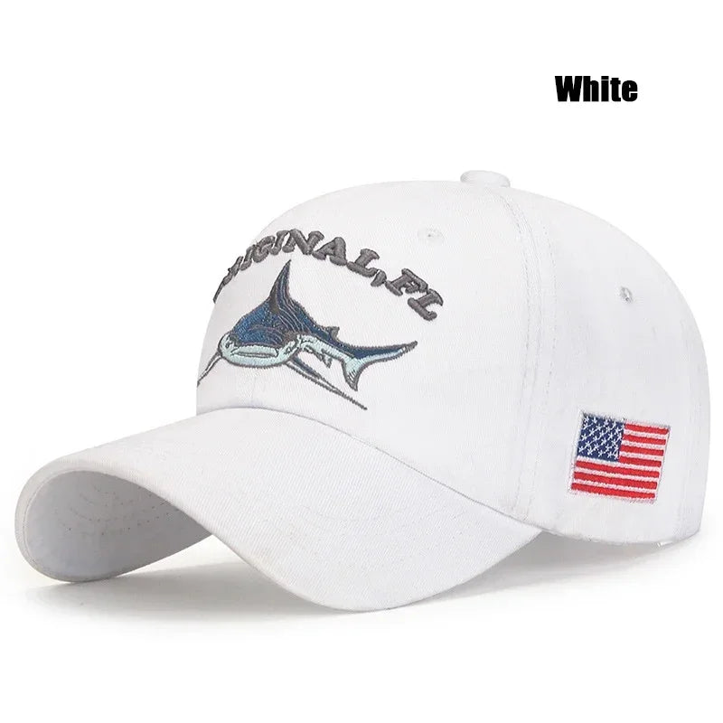 Casquette de baseball requin brodée délavée