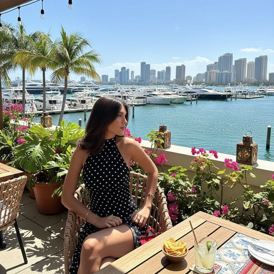 Mini Robe Pois Col Licou Dos Nu - Sans Manches, Taille Haute, Style Y2K