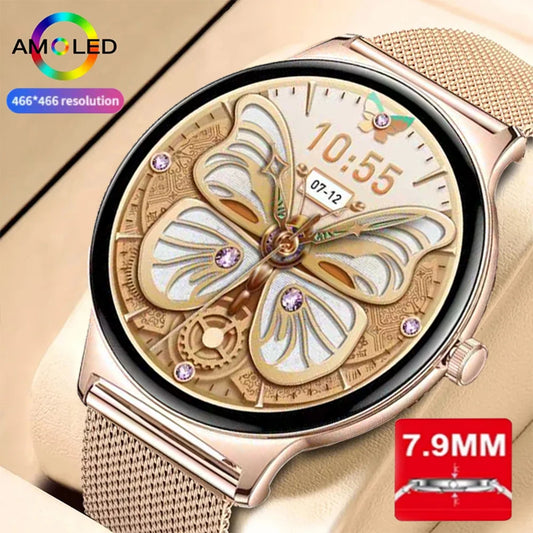 Montre Connectée Femme V89 Ultra-Fine 1.43" - Smartwatch Élégante Bluetooth IP68