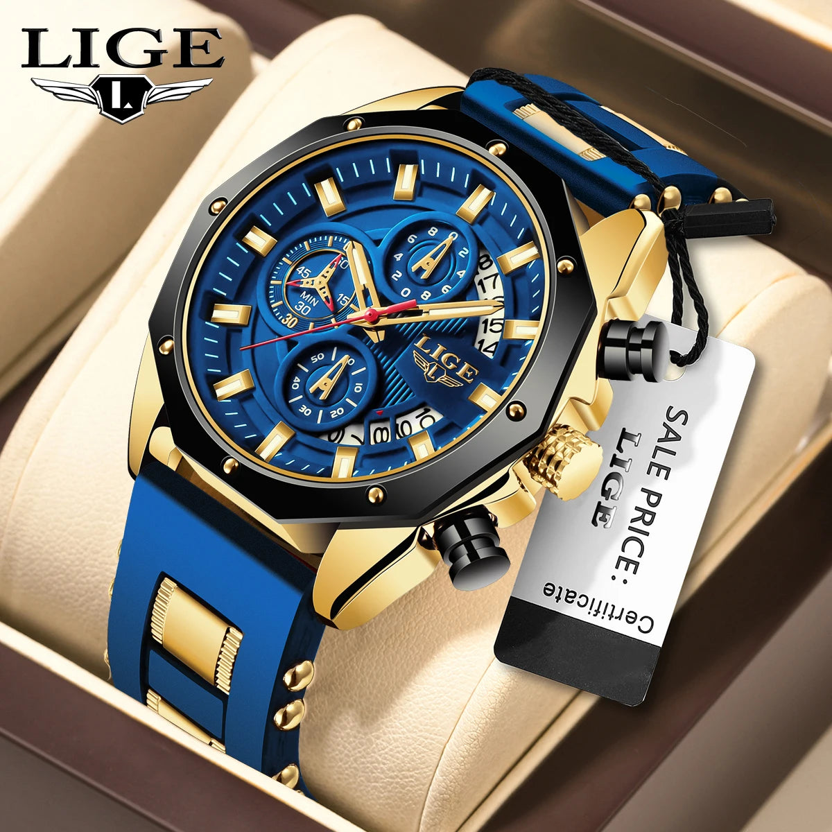 LIGE – montre de Sport en Silicone pour hommes