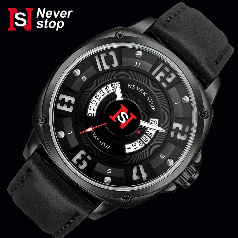 Montre Homme Quartz Classique Cadran Chiffres Lumineux - Bracelet Cuir Étanche