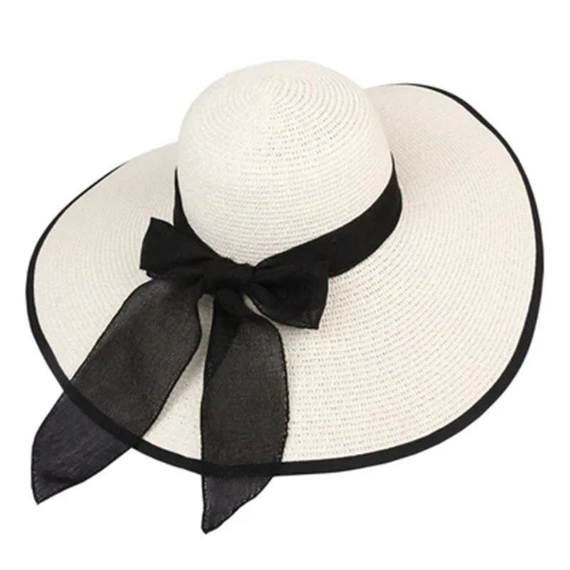 Chapeau de Paille Femme Pliable - Visière Plage Anti-UV