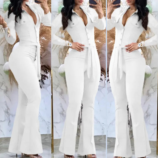 combinaison taille haute femme pantalon évasé élégant