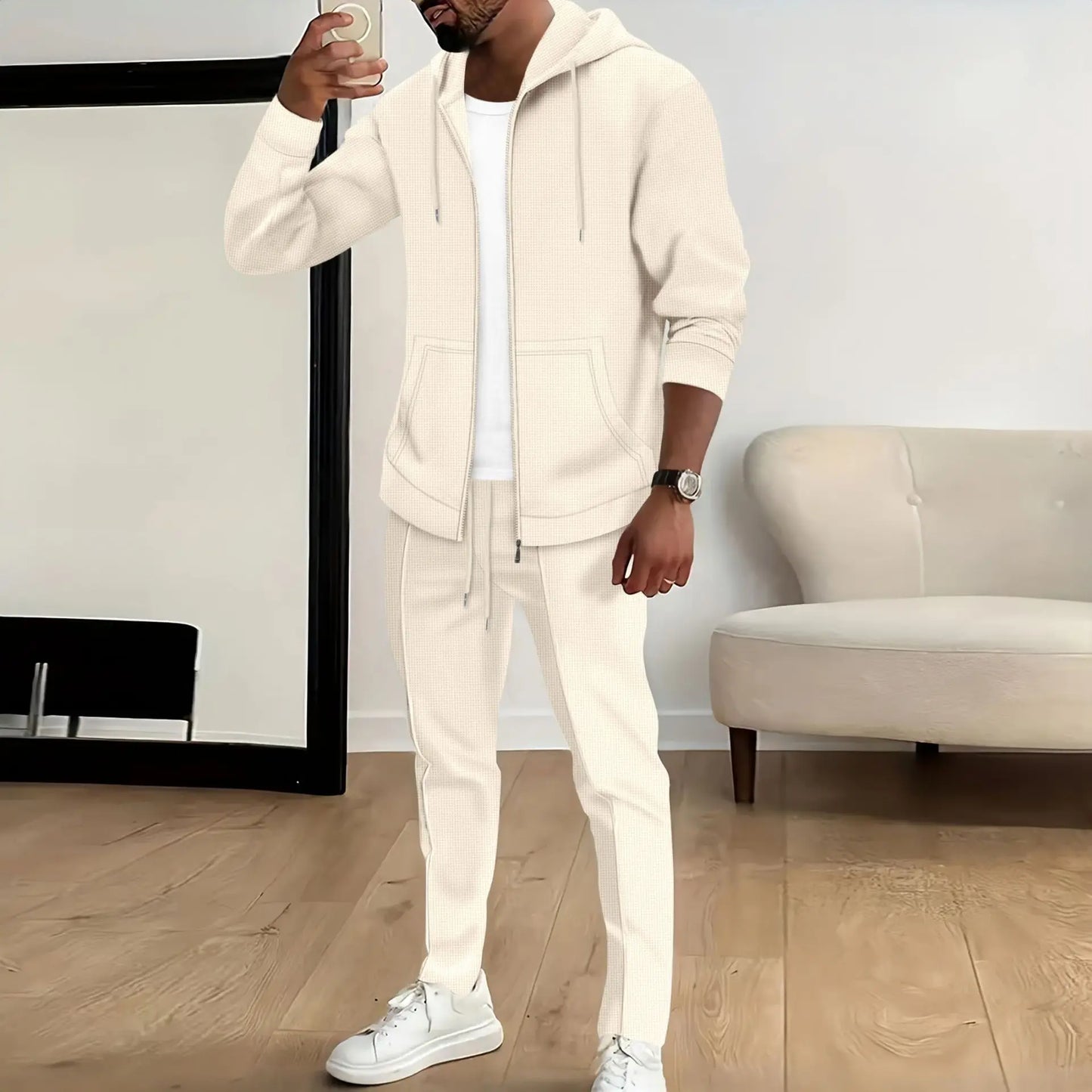 Cardigan Homme Coton Manches Longues Capuche - Coupe Cintrée Décontracté Mode - MONASTORESHOP.COM