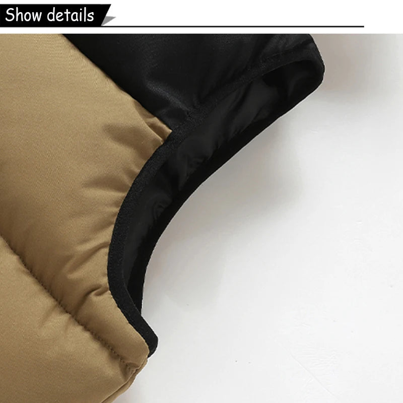 Gilet sans manches beige à bordure noire et doublure sombre au col