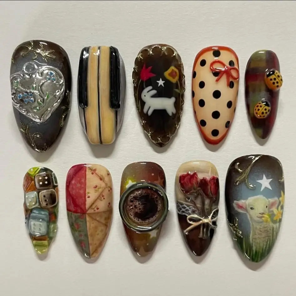 Faux ongles noirs dégradés, 24 pièces, motif étoile jaune, lune, cygne