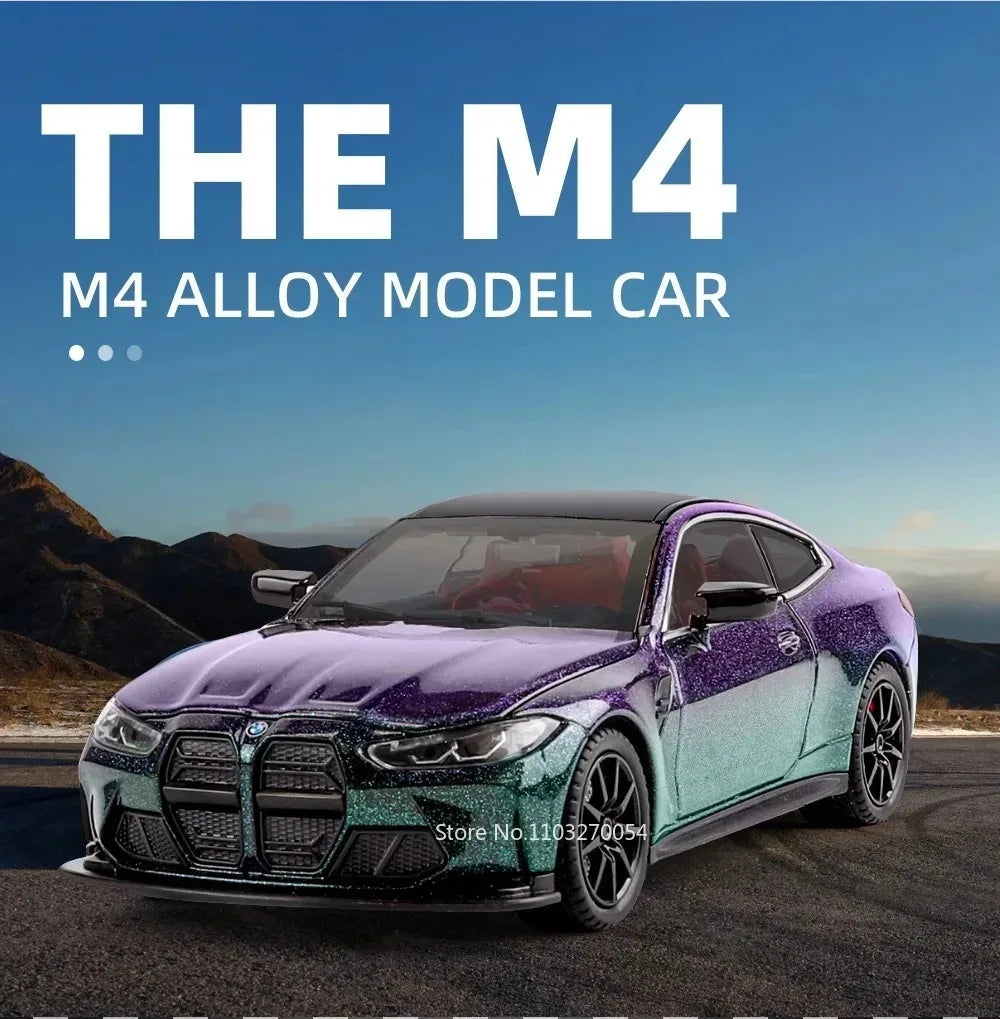 M3 GTR M4 Alliage métal Miniature 1/24 avec portes et capot ouvrant lumière et pile inclus