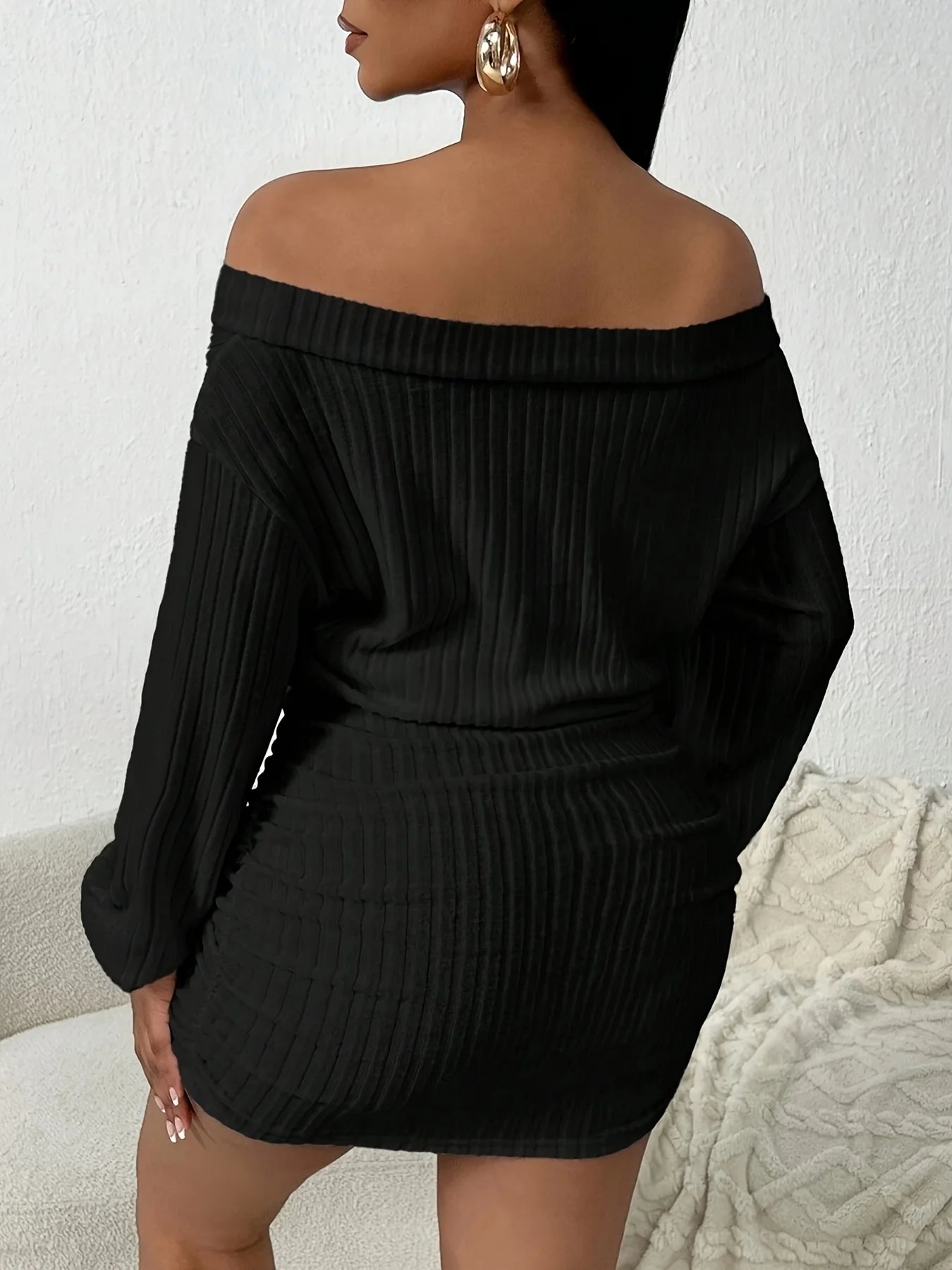 Robe Tricot Asymétrique Manches Longues - Coupe Slim Décontractée