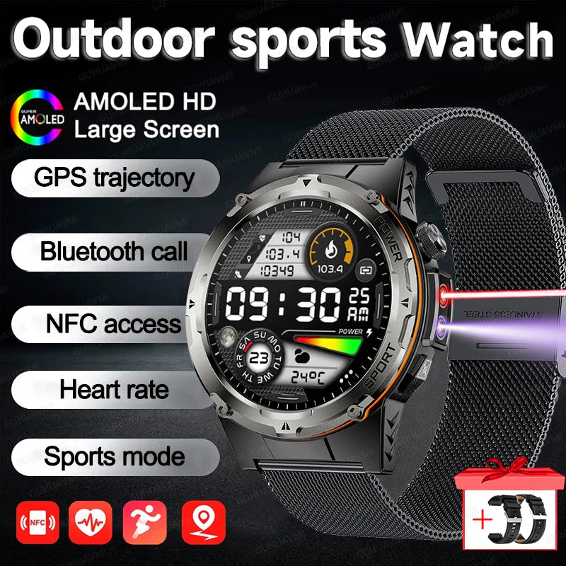 Montre Intelligente GPS Homme Sport 2025 - 500mAh NFC HD Appel IP68 Étanche - MONASTORESHOP.COM
