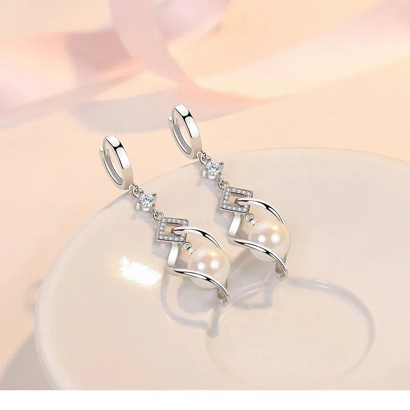 boucles d'oreilles en perles naturelles pour femmes
