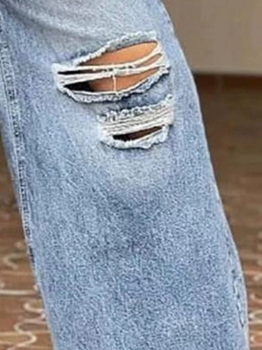 Jean Taille Haute Jambes Larges Femme - Coupe Loose Denim Bleu