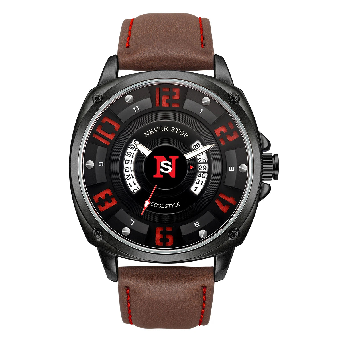 Montre Homme Quartz Classique Cadran Chiffres Lumineux - Bracelet Cuir Étanche