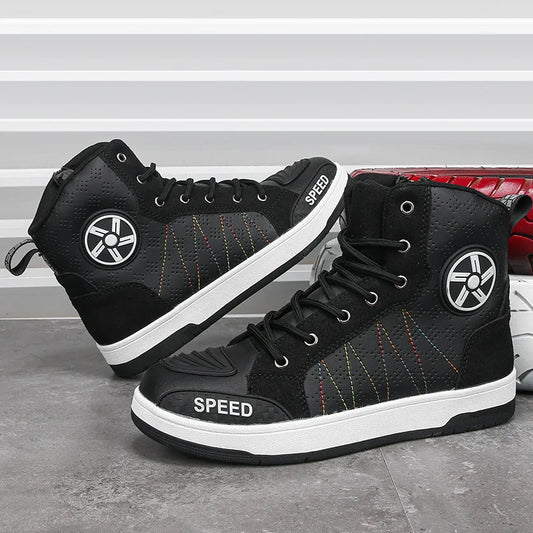 Bottes Moto Cuir Homme - Protection Renforcée Respirante Antidérapante