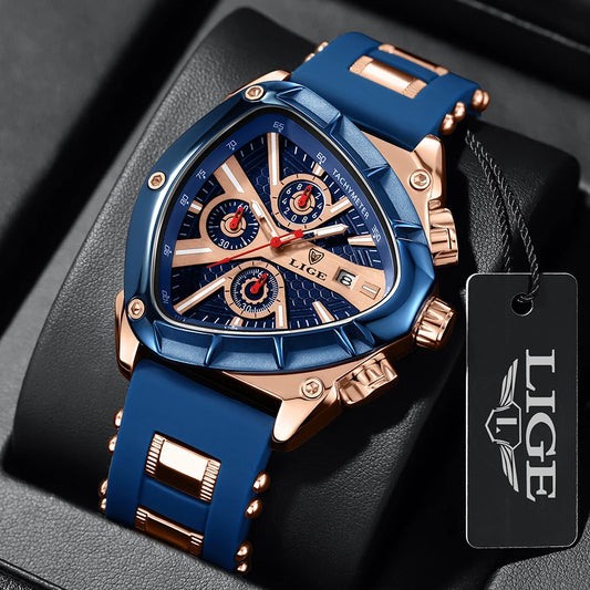 Montre LIGE Premium Sport Homme - Quartz Étanche Cadran XXL Acier