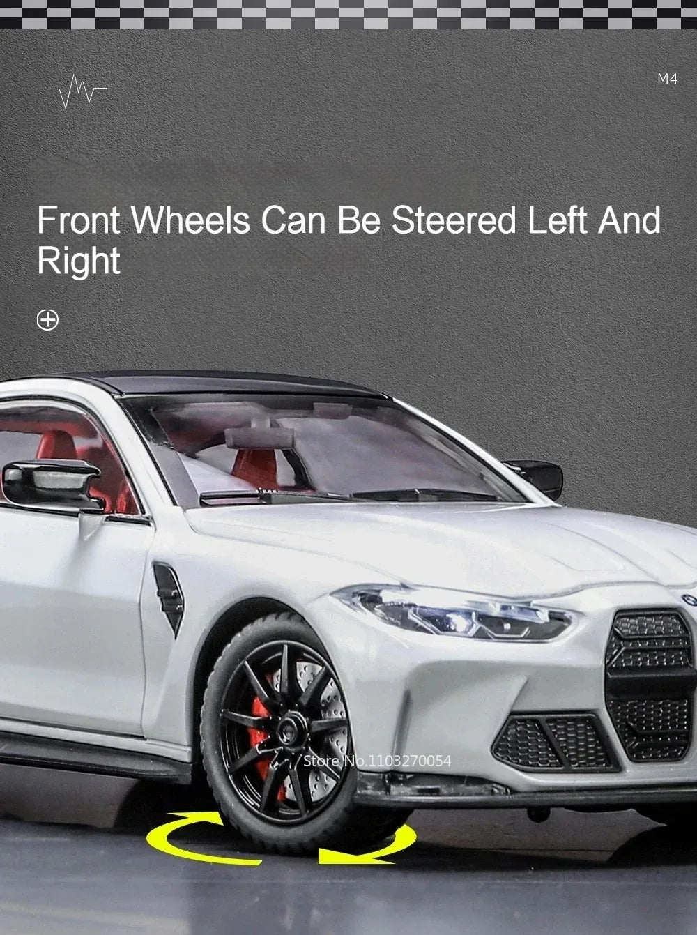 M3 GTR M4 Alliage métal Miniature 1/24 avec portes et capot ouvrant lumière et pile inclus