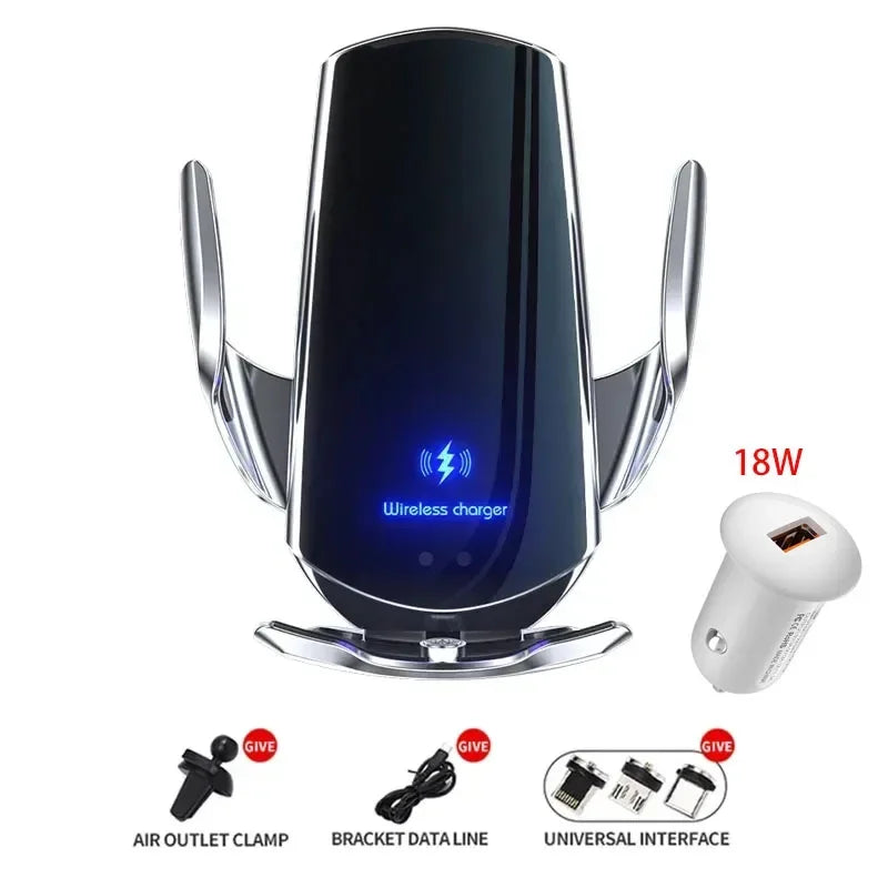 Chargeur sans fil  pour voiture, support de téléphone automatique