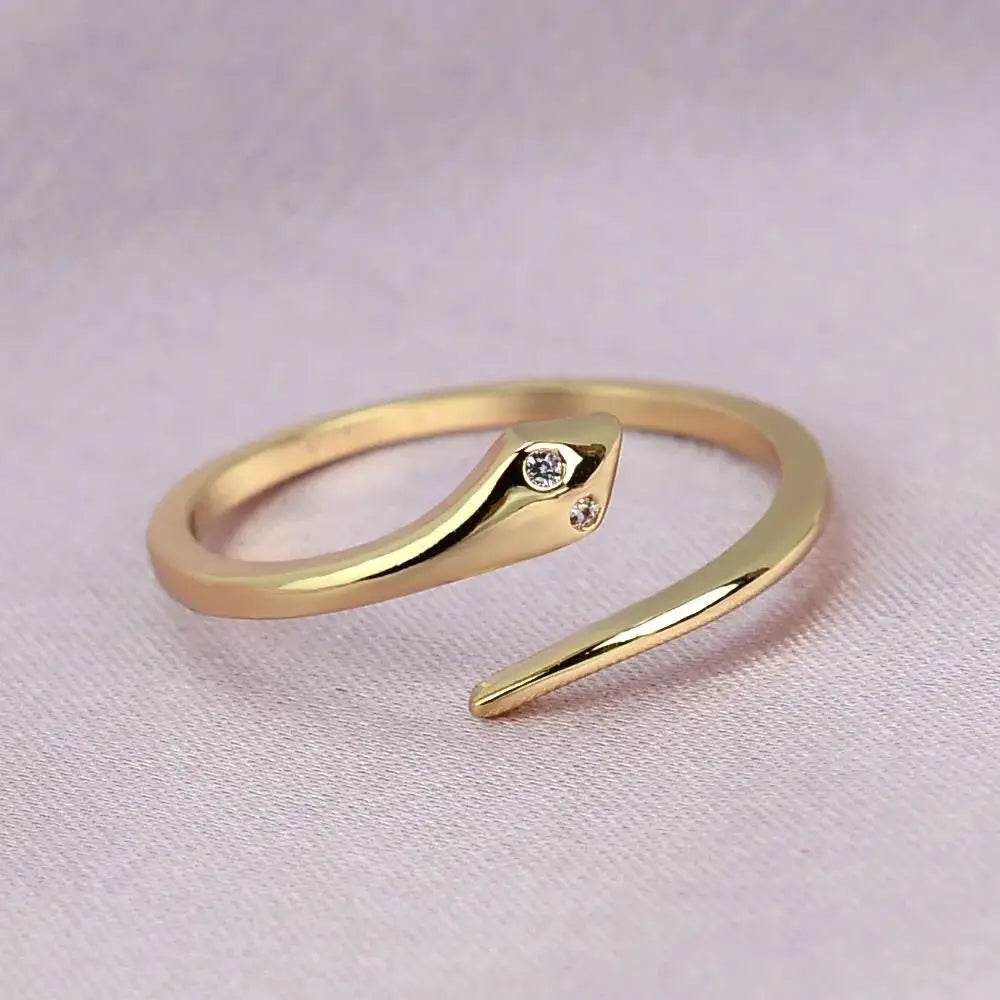 Anneaux de serpent gothiques en cristal règlable pour femmes