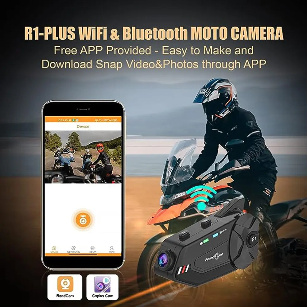 caméra de casque moto bluetooth 1080P