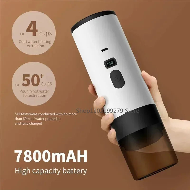 Machine à Café Expresso Électrique Portable Sans Fil - Capsules et Poudre - Camping Voyage Voiture