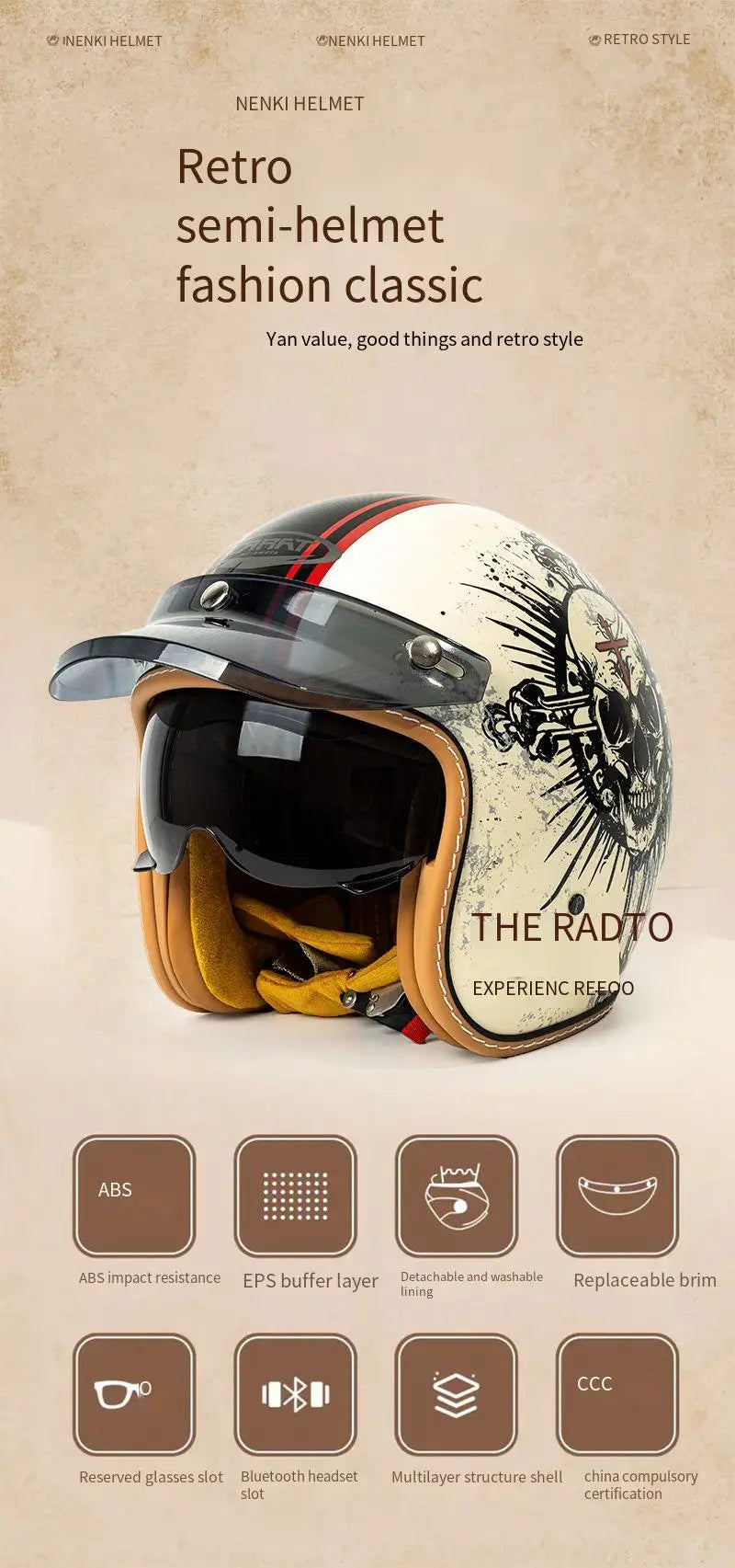 casque rétro moto scooter american vintage