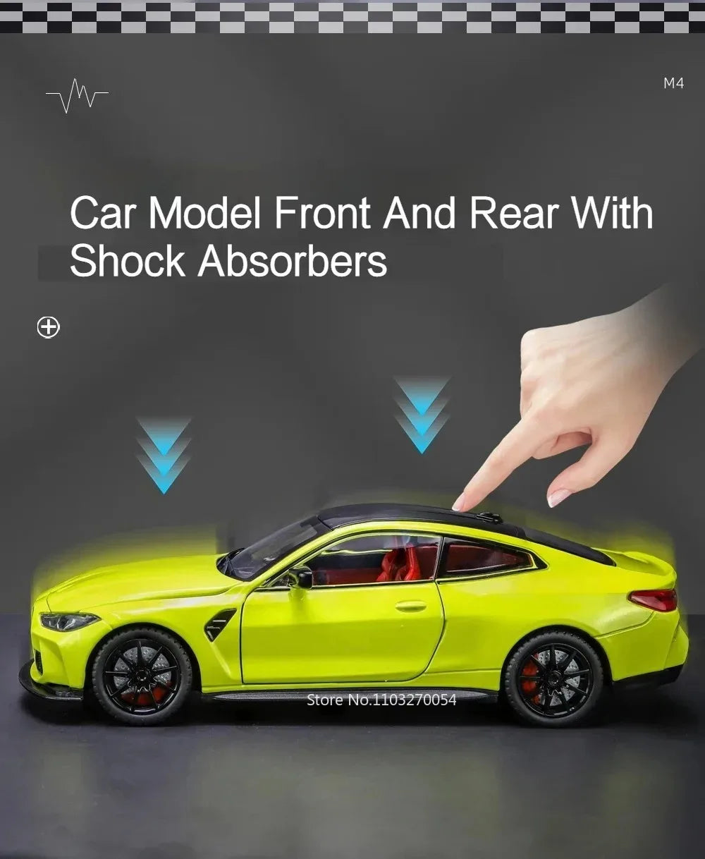 M3 GTR M4 Alliage métal Miniature 1/24 avec portes et capot ouvrant lumière et pile inclus