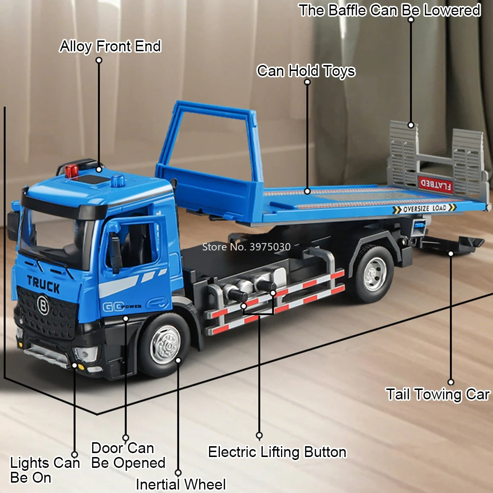 camion de dépannage au 1/24 en acier avec plateau arrière électrique/son et lumière