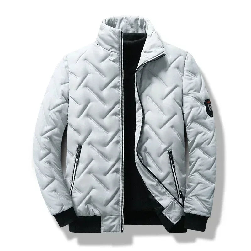 Veste matelassée homme blanche/grise claire, fermeture zippée, col montant