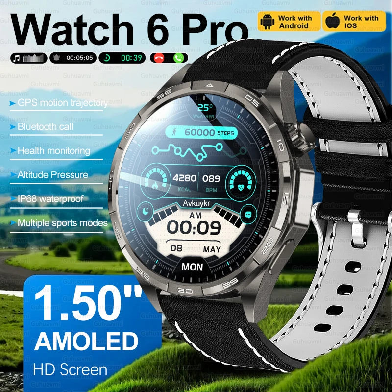 Montre Connectée GPS Sport 6 Pro - Écran Tactile, Appel Vocal, Étanche - Smartwatch Homme Outdoor