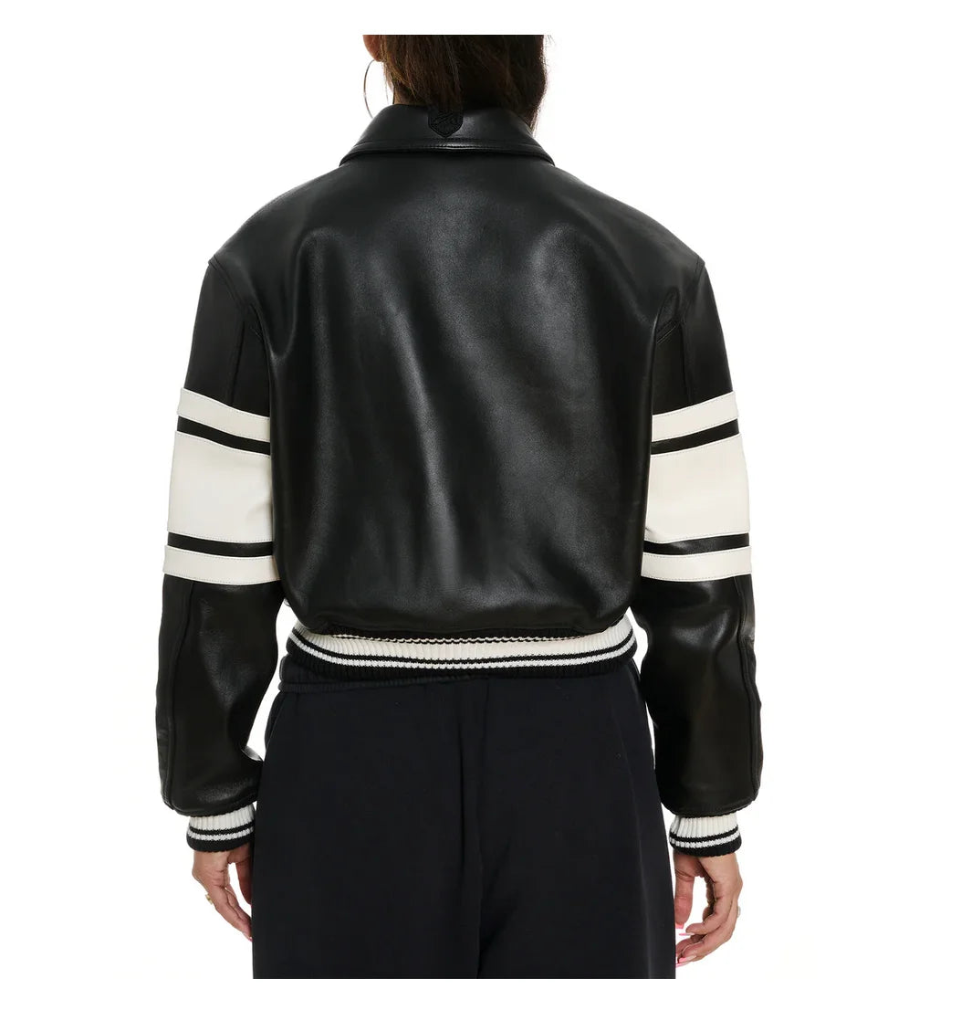 blouson aviateur  cour pour femmes en véritable peau d'agneau/daim manche longue