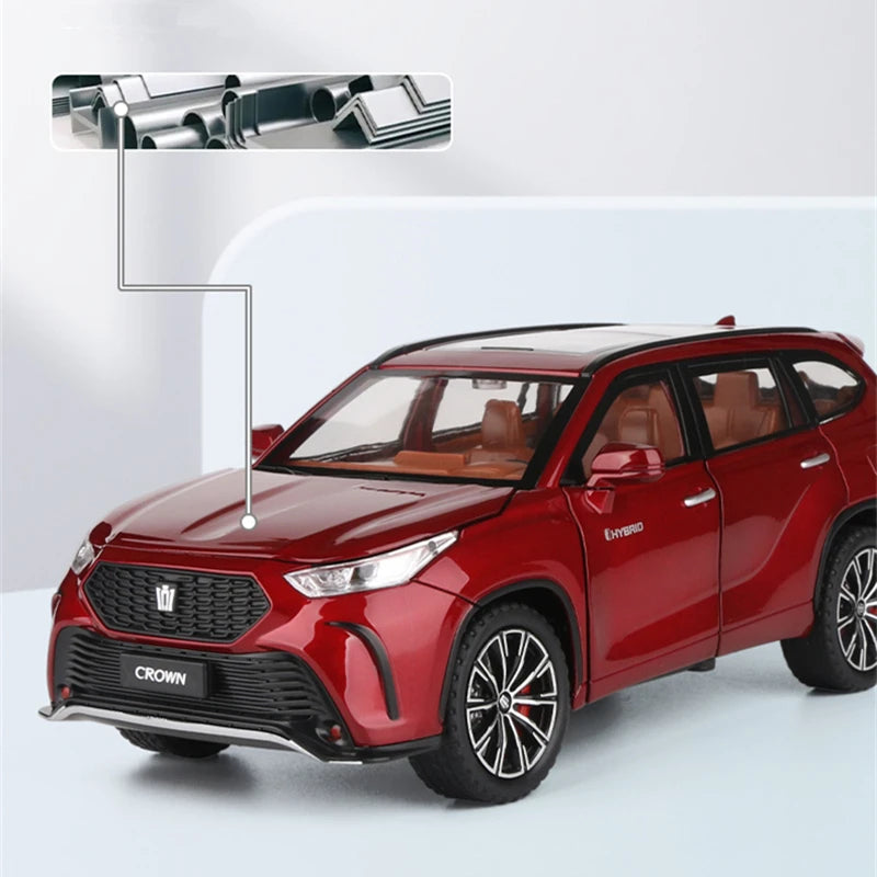 Modèle réduit de SUV Toyota Crown Kluger 1:24 rouge, vue avant avec intérieur brun