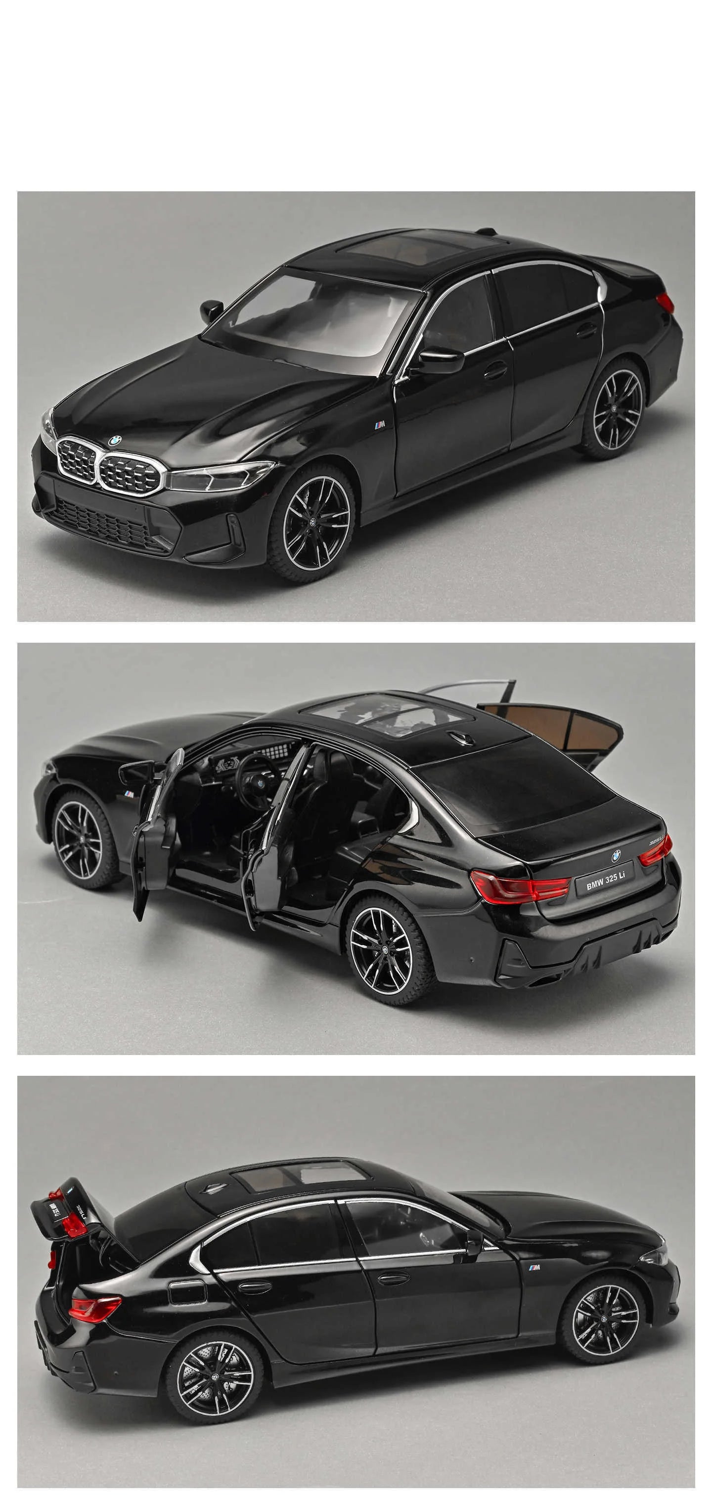 Voiture miniature BMW Série 3 M Coupé noire, vues multiples avant et latérale