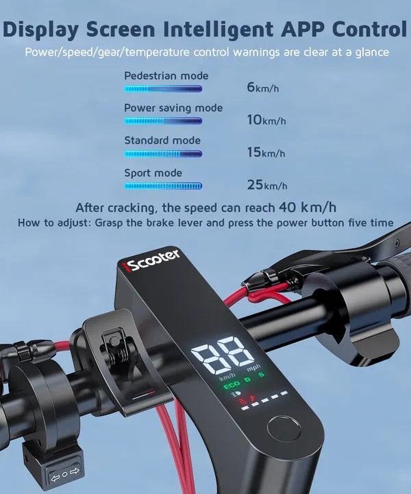 IScooter- Électrique Pliable i10 adulte, Autonomie Maximale de 45km, 650W, 15Ah, 10 Pouces