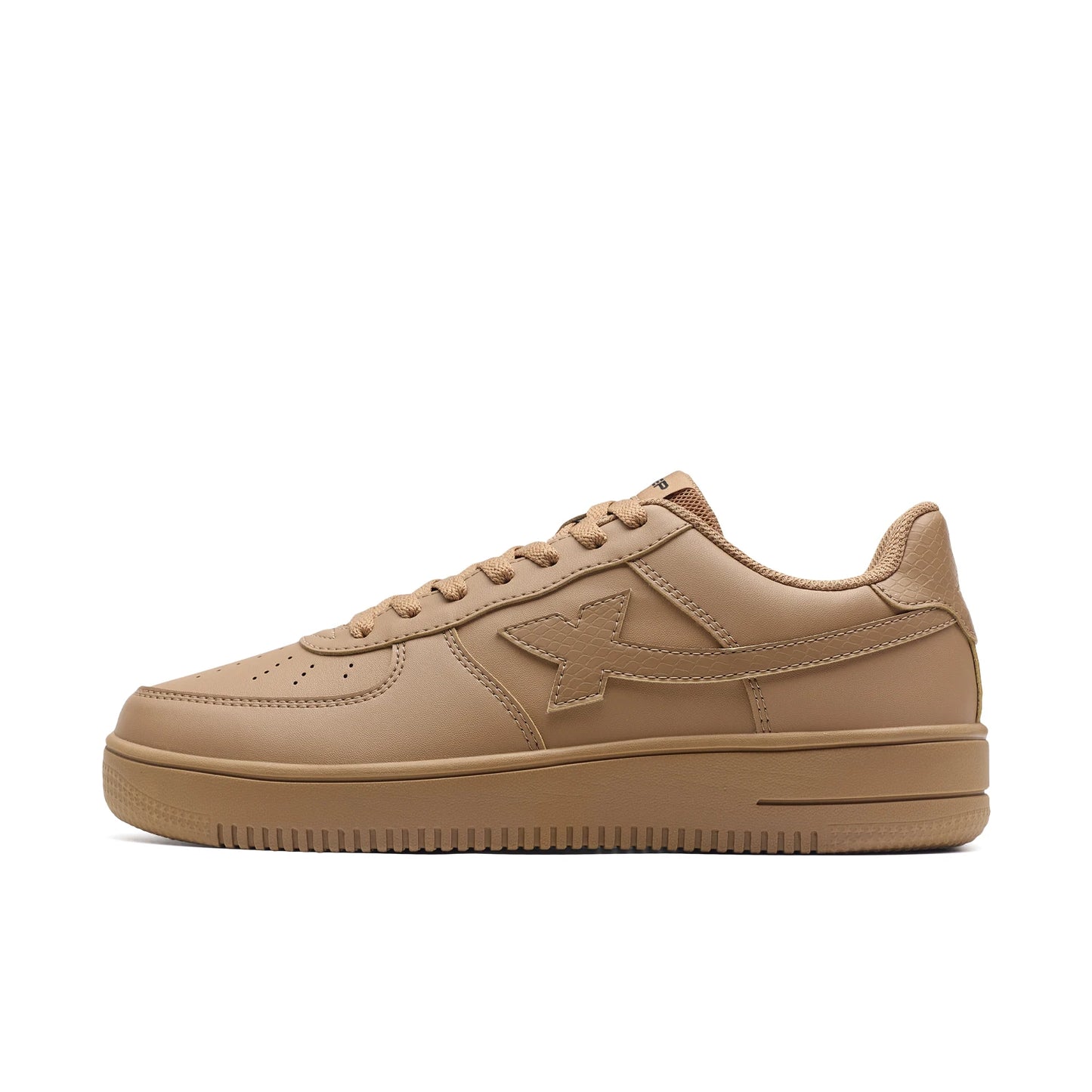 Chaussure de skate Xtep beige, lacets, logo étoile contrasté, semelle épaisse