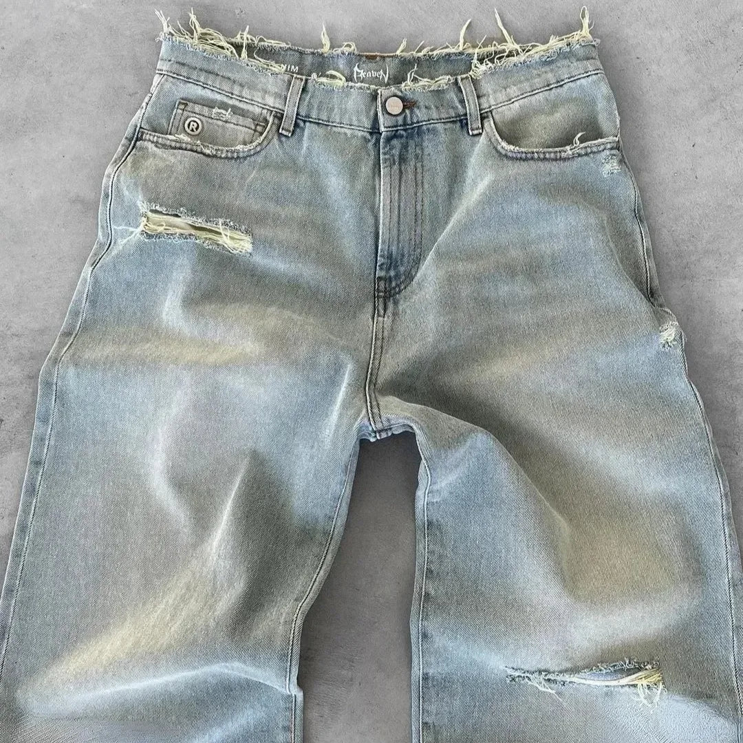 pour hommes, pantalon Denim délavé