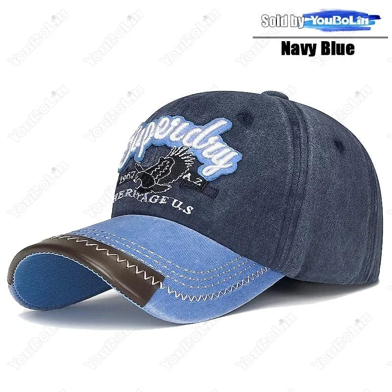 casquette style rétro tissus/croute de cuir velour brodé