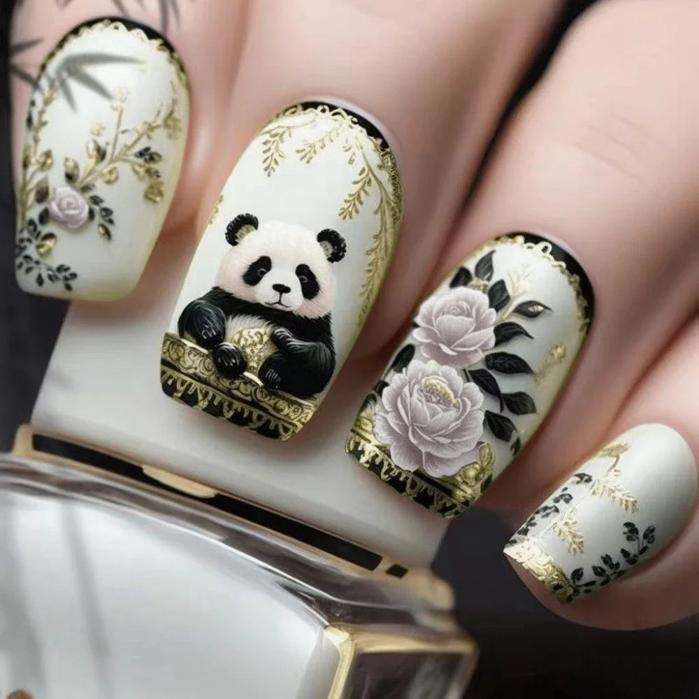 Faux ongles à pression carrée courte, fleur de Jade