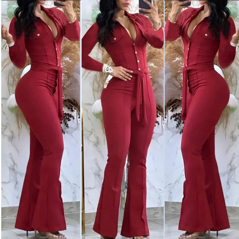 combinaison taille haute femme pantalon évasé élégant
