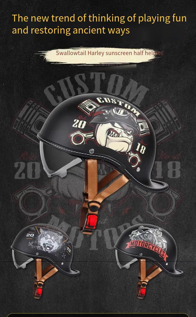 Casque de moto rétro hommes/femmes