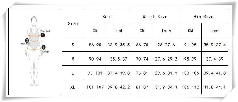 Guide des tailles de maillot de bain : buste, taille et hanches (S à XL)