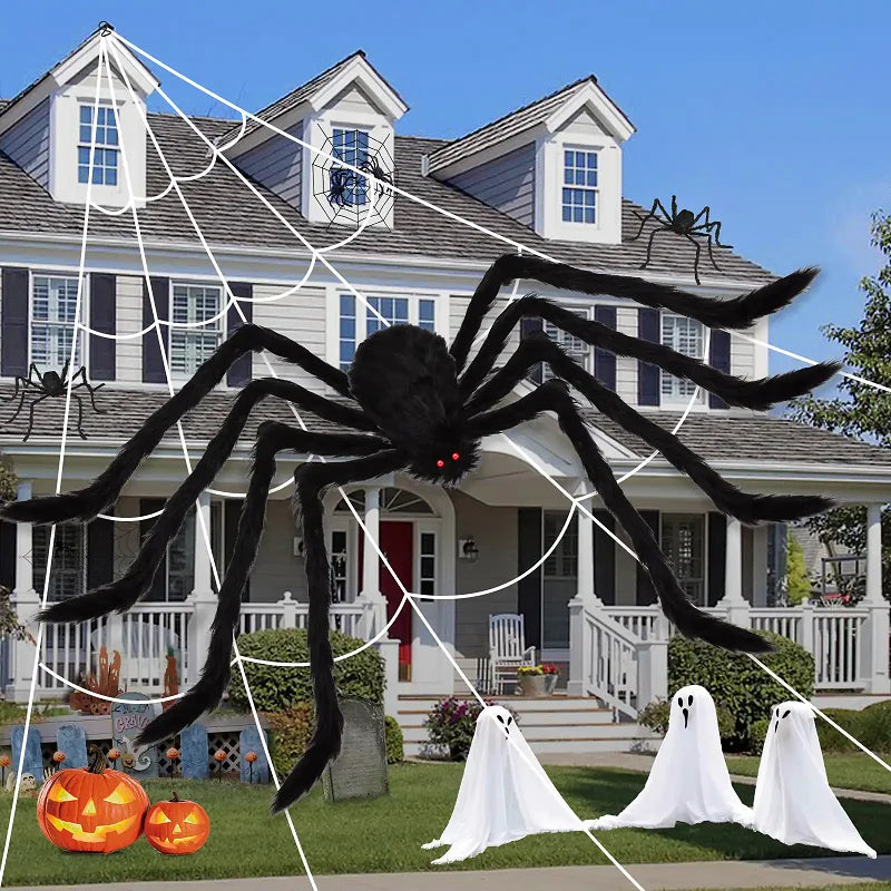 grande araignée en peluche déco pour halloween