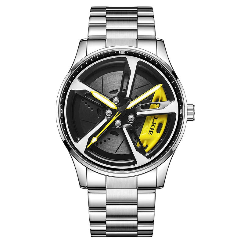 LIGE 2025 cadran rotatif montre-bracelet sport à Quartz étrier de frein