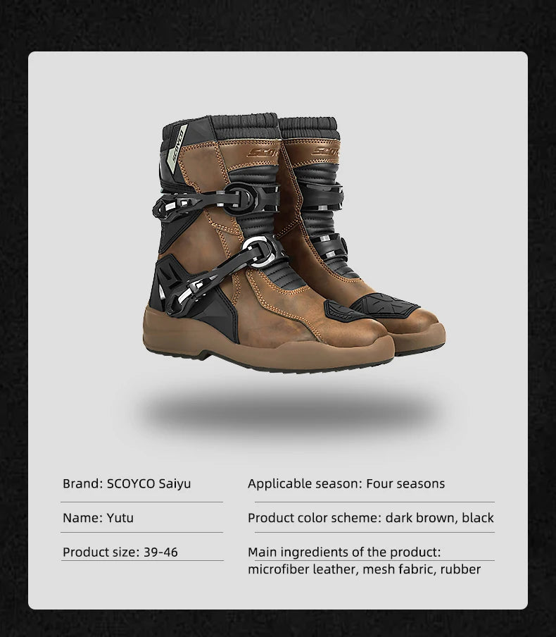 SCOYCO-Bottes de Protection de Moto en Cuir pour Hommes