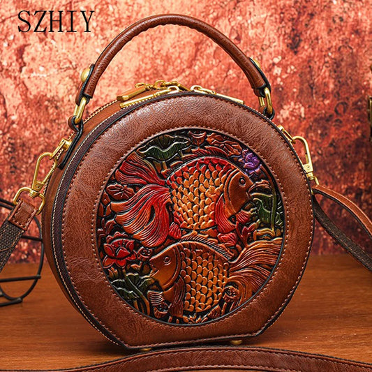 Sac à main Vintage rond pour femmes
