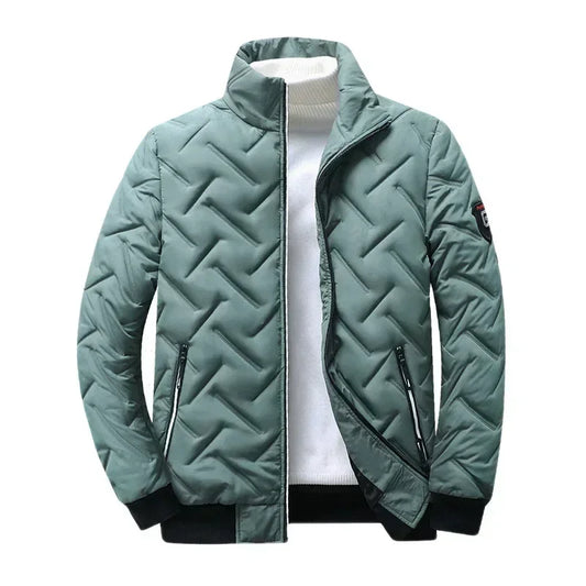 Veste matelassée homme vert, fermeture zippée, col montant, poches zippées