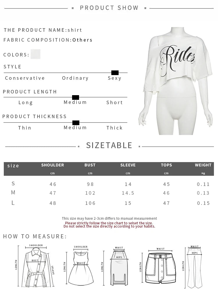 T-shirt Femme Asymétrique Imprimé Lettre - Coupe Ample Col Biais Décontracté