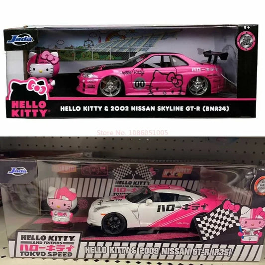 coffret collector Hello Kitty figurine nissan GTR R34 custom couleur rose / blanc
