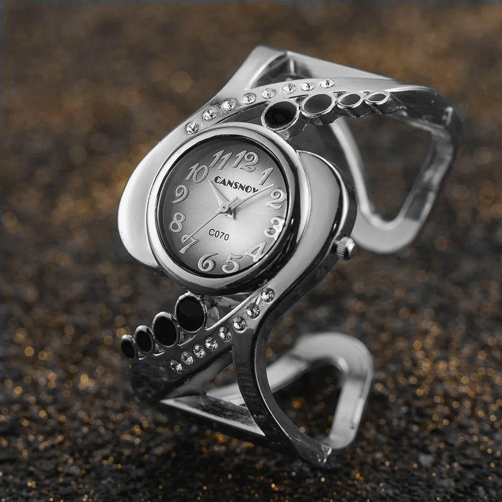 Montre Bracelet Femme Quartz Cristaux Acier Inoxydable