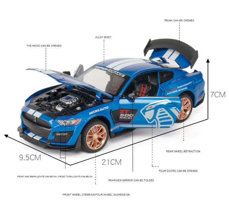 1:24 Ford Mustang Shelby GT500 en métal avec son et lumières